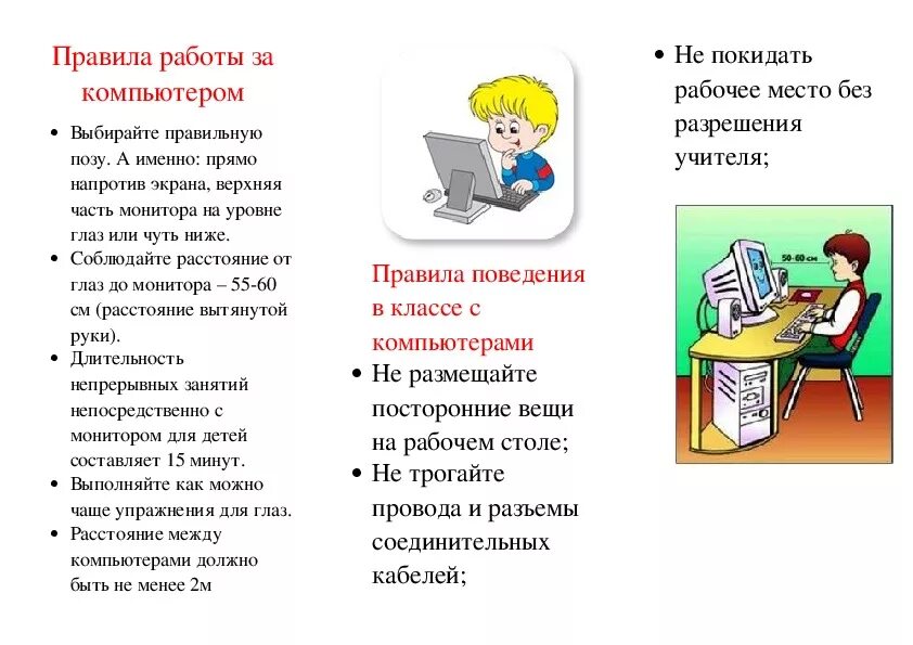 Правила работы с фото Буклет на тему "Правила поведения в классе с компьютерами"