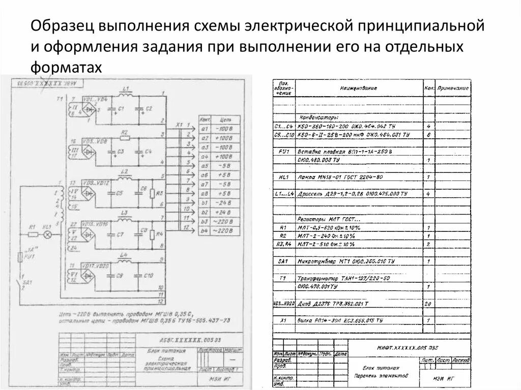 Правила составления принципиальных электрических схем Правила оформления принципиальных схем