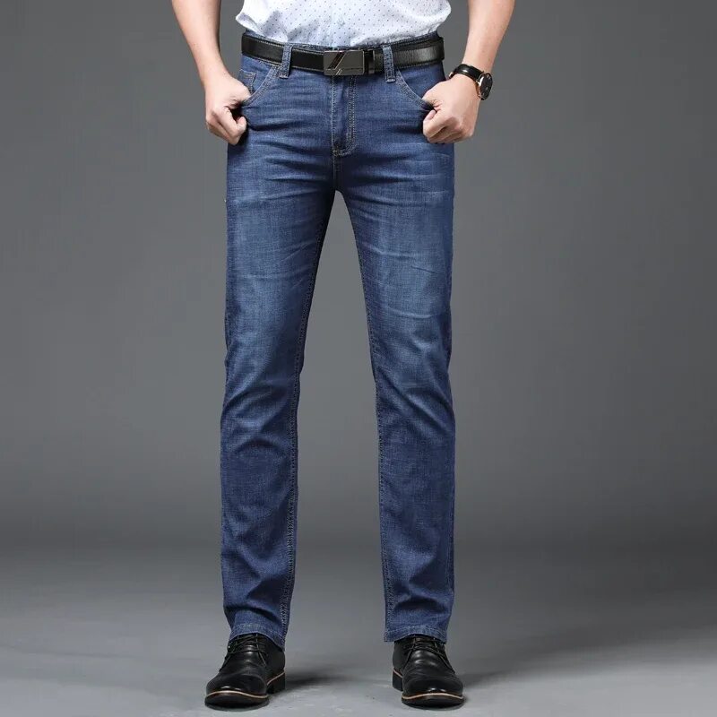 Правильная длина джинс у мужчин фото New Men's Jeans Mens Businees Jeans Classic Casual Slim BlueSraight Jeans Fashio