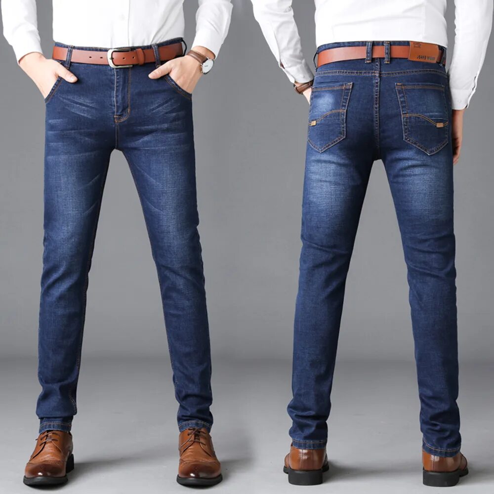 Правильная длина джинс у мужчин фото Vomint 2019 Men's Jeans Casual Business Worksuit Straight Fit Stretch Jeans Slan