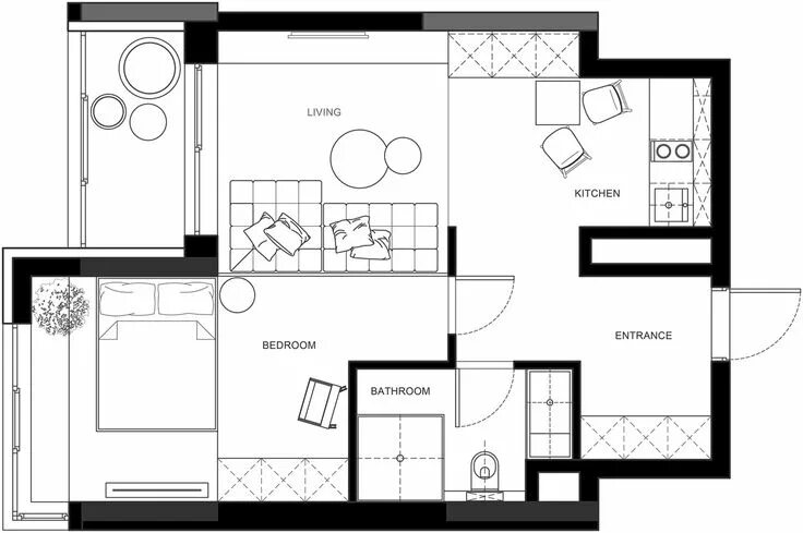 Правильная планировка квартиры 3 One-Bedroom Apartments with Floor Plans Apartment floor plans, Floor plans, Ap