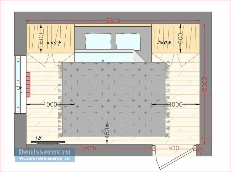 Правильная планировка спальни Планировка и план спальни 9 кв.м. фото с размерами Студия Дениса Серова in 2024 