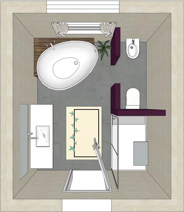 Правильная планировка ванной комнаты Sanikal Badplanung 3D - progettazione bagno piantina Badezimmer grundriss, Bad g