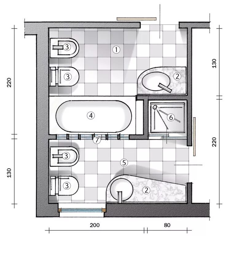 Правильная планировка ванной комнаты Ricavare il secondo bagno. Il progetto e planimetria - Cose di Casa Idee bagno p