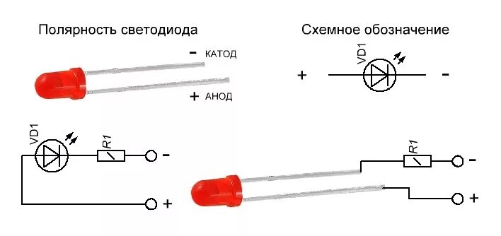 Правильная полярность подключения светодиода Правильное подключение светодиода. Схемы подключения. Научно-производственное пр