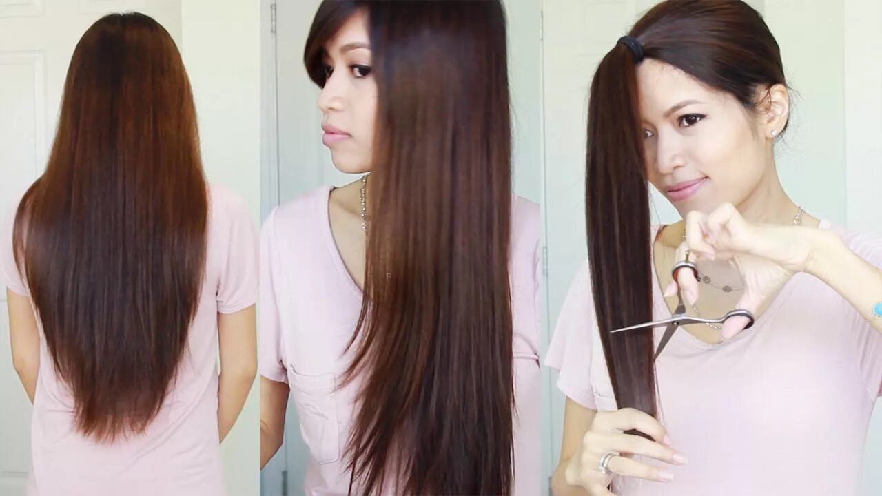 Правильная стрижка длинных волос The Best Hair Hack ♥ How to Cut & Layer Your Hair at Home - YouTube