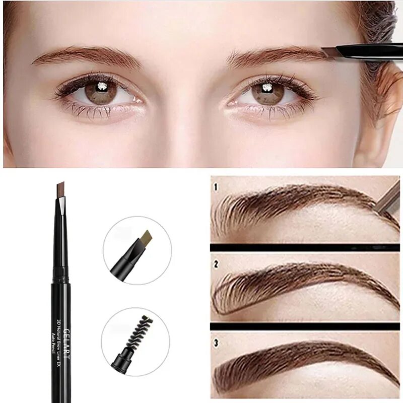 Правильно красить брови карандашом фото Eyebrow Pencil With Brow Brush, Automatic & Waterproof Eyebrow Color Pen Pencil 