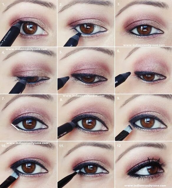 Правильно подведенные глаза фото Indian Vanity Case: 2-in-1 Eye Makeup Tutorial Metallic Eyes & V-Kohl Eyeliner P