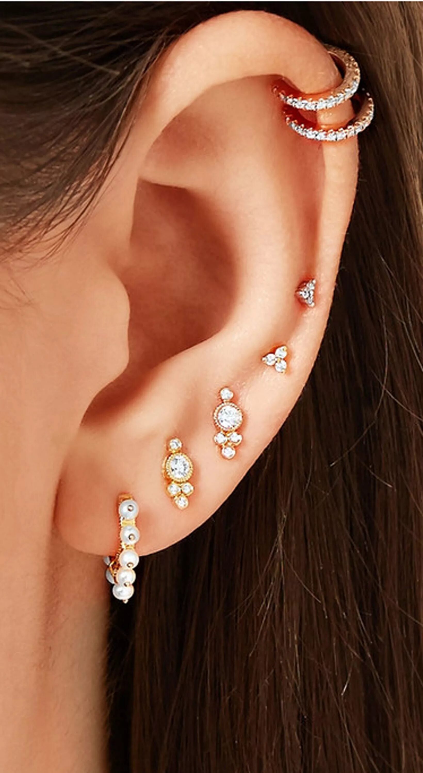 Правильно проколотые уши фото beautiful multiple ear piercing ideas for women Ear jewelry, Earings piercings, 