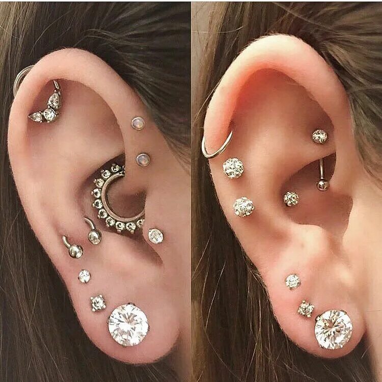 Правильно проколотые уши фото Piercing Jewelry & Earrings on Instagram: "Absolutely loveeee this all silver pa