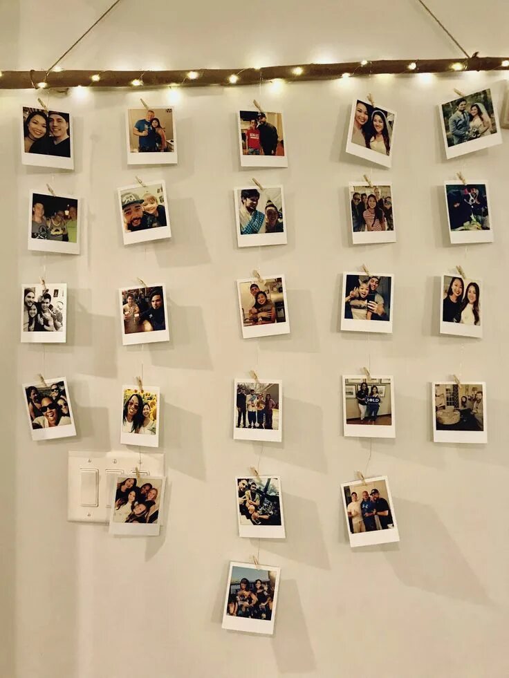 Правильное оформление фото DIY Polaroid Wall Branch