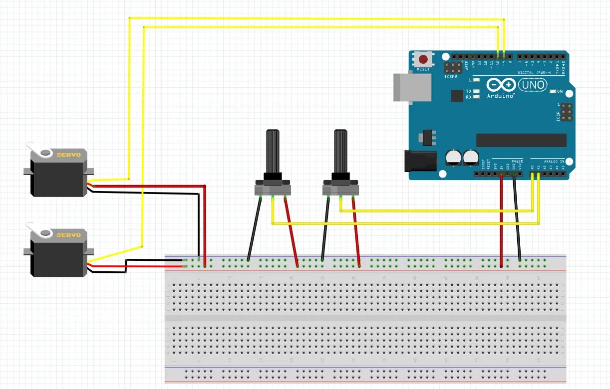 Правильное подключение 6 сервомоторов Ардуино управление потенциометр