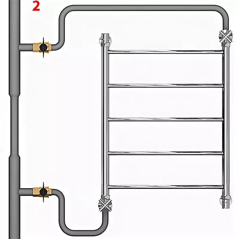 Правильное подключение полотенцесушителя с боковым подключением Варианты подключения водяного полотенцесушителя типа Лесенка