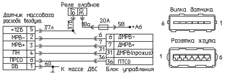 Правильное подключение проводов штекера дмрв газель 405 Датчики массового расхода воздуха ИВКШ 407282 и Bosch HLM2-4.7