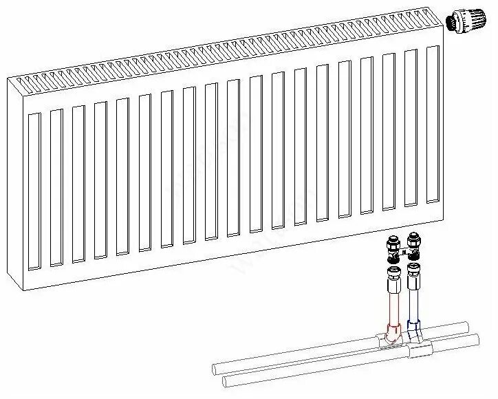 Правильное подключение радиаторов с нижним подключением Радиатор VALFEX STEEL VC 22 500х1600, 3624 Вт - купить в интернет-магазине по ни