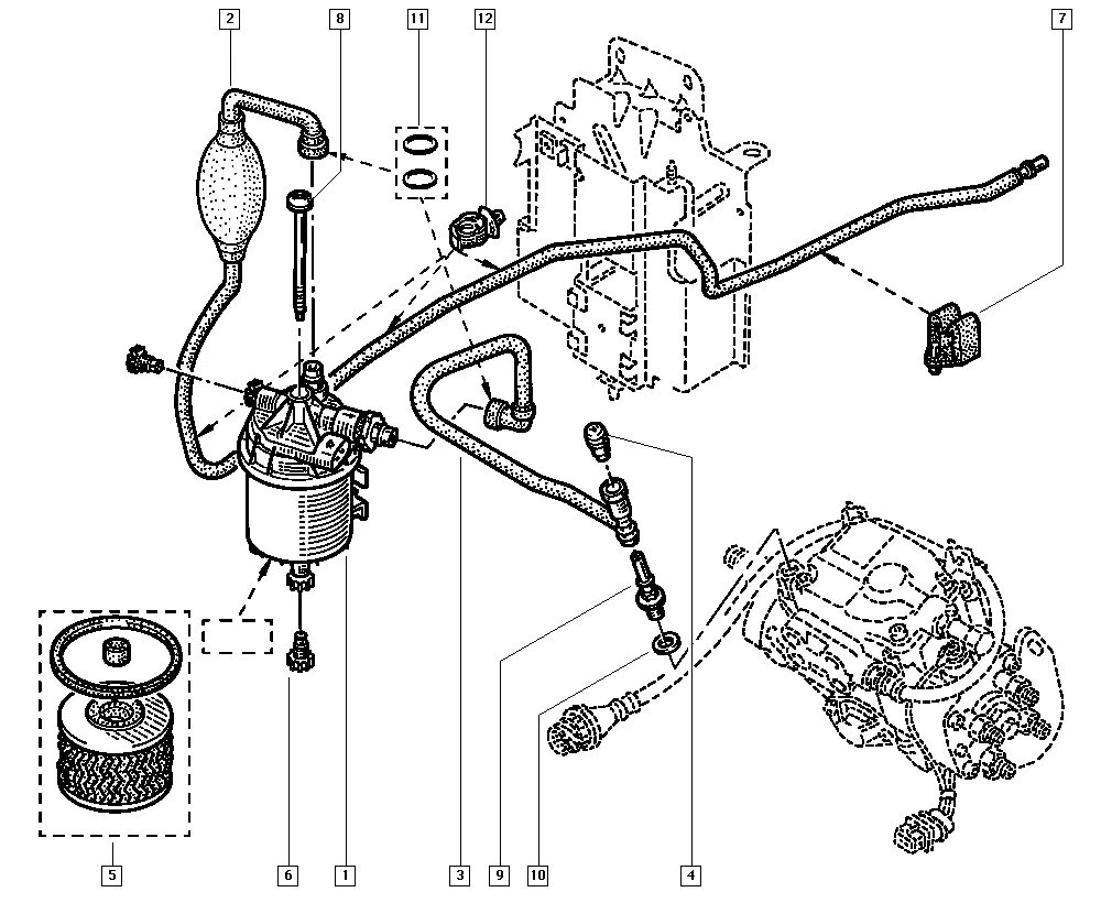Правильное подключение топливного фильтра дизельного двигателя к9к Топливная система дизеля рено дастер - Система питания дизельного двигателя
