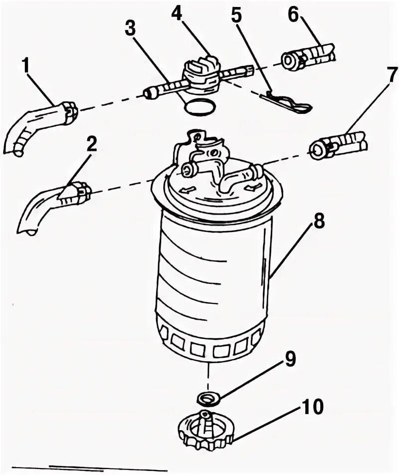 Правильное подключение топливного фильтра дизельного двигателя к9к Volkswagen Sharan 1995-2000: Fuel filter - removal and installation (Diesel engi