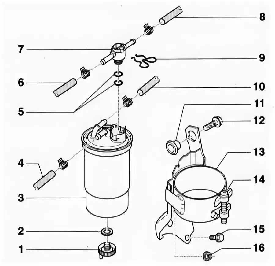 Правильное подключение топливного фильтра дизельного двигателя к9к Руководство по ремонту Audi A4 (Ауди А4) 2000+ г.в. 5.1. Системы питания бензино