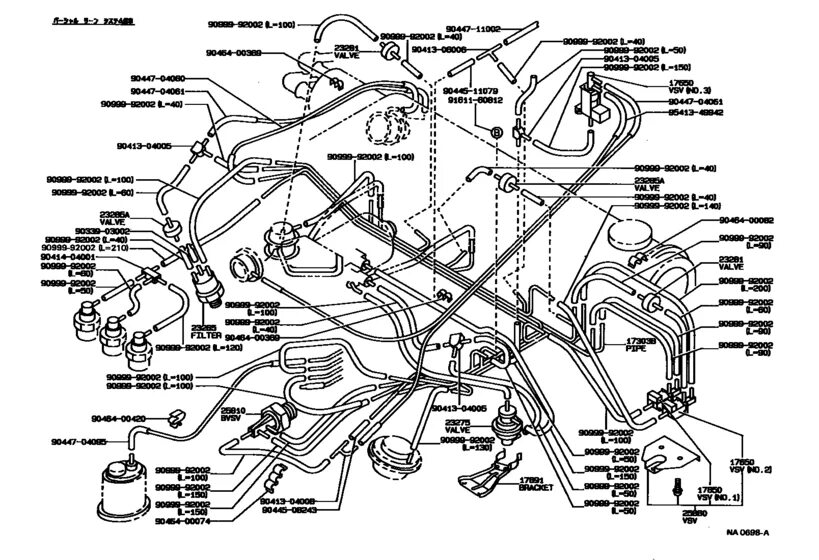 Правильное подключение вакуумных трубок Vacuum Piping для Toyota COROLLA EL30, год: 1988 - 1990. OEM запчасти - Мегазип 