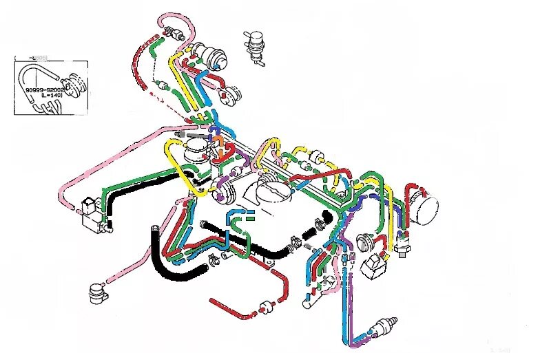 Правильное подключение вакуумных трубок вакуумная система 5а-ф - Toyota Corolla (90), 1,5 л, 1989 года своими руками DRI