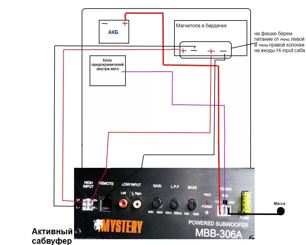 Правильное подключения активного сабвуфера Провода для подключения активного саба своими руками Octavia A7 FL - Skoda Octav