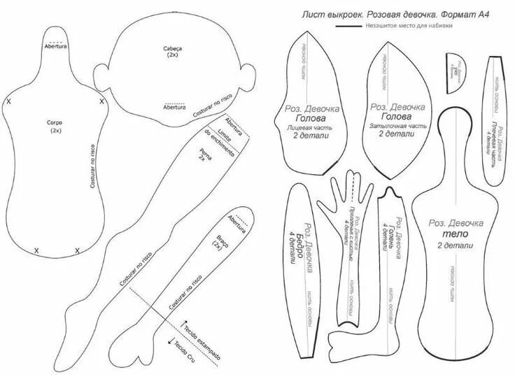 Правильные выкройки кукол Выкройки текстильных кукол разных мастеров all Dolls Выкройки, Войлочные модели 