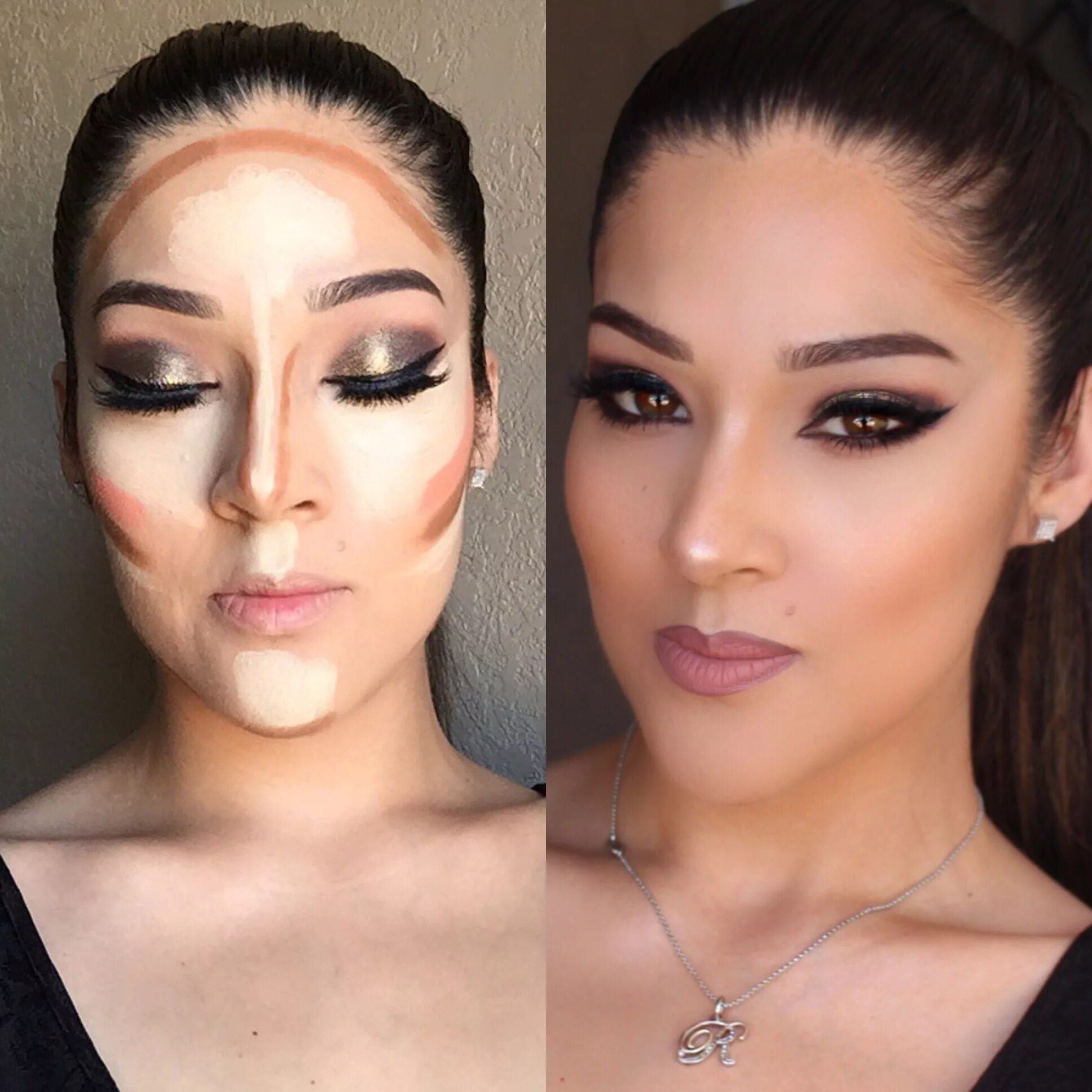 Правильный макияж Contour using the Anastasia Beverlyhills cream contour kit in medium. No powder 