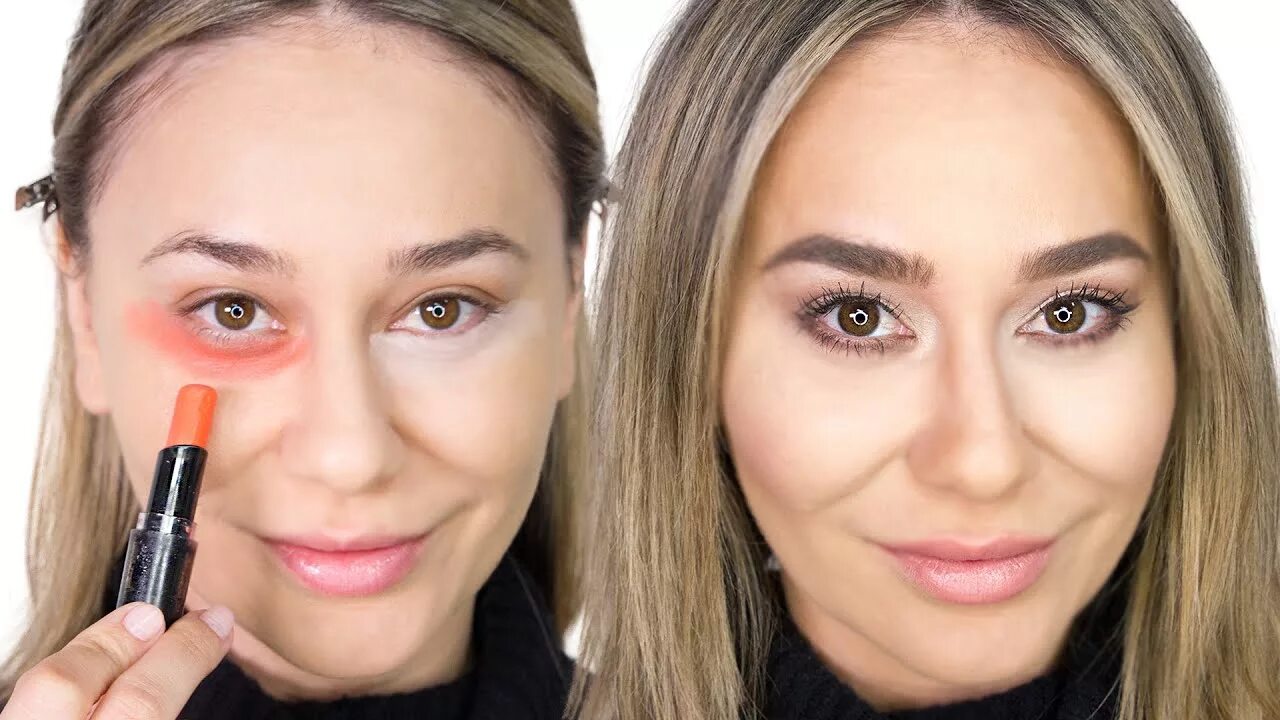 Правильный макияж под глазами We Use Orange Lipstick To Cover Up Our Dark Under Eye Spots! - YouTube