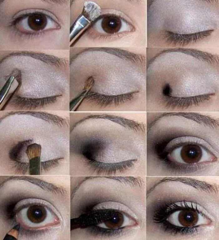 Правильный макияж век Макияж для нависшего века (пошагово)-4 Makeup for brown eyes, Smokey eye makeup,