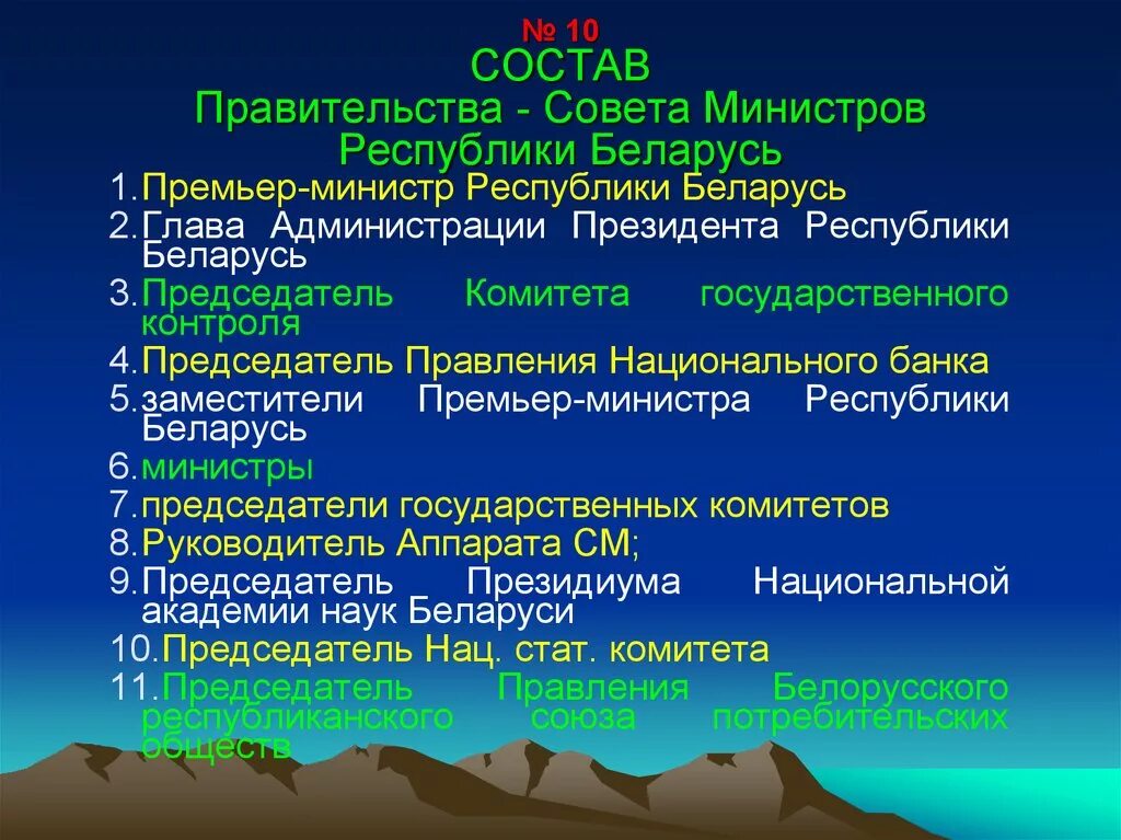 Правительство республики беларусь состав фото Положение о совете министров рб