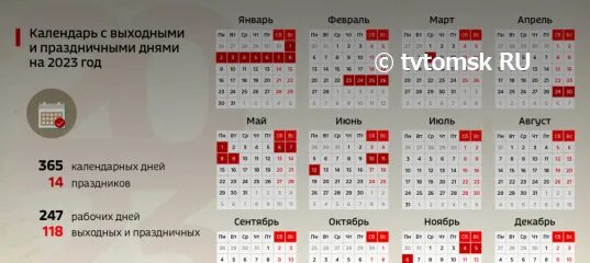 Правительство утвердило календарь выходных дней Как томичи будут отдыхать в 2023 году: календарь выходных дней