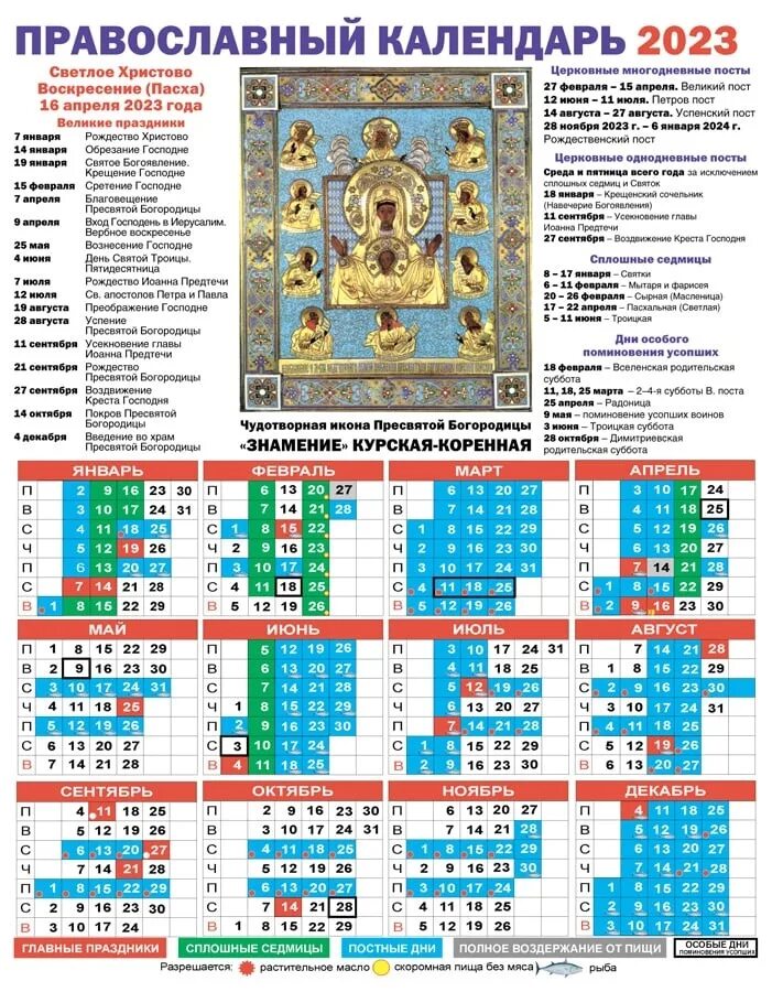 Православный календарь 2025г с постами и праздниками Церковные праздники в 2023 православие