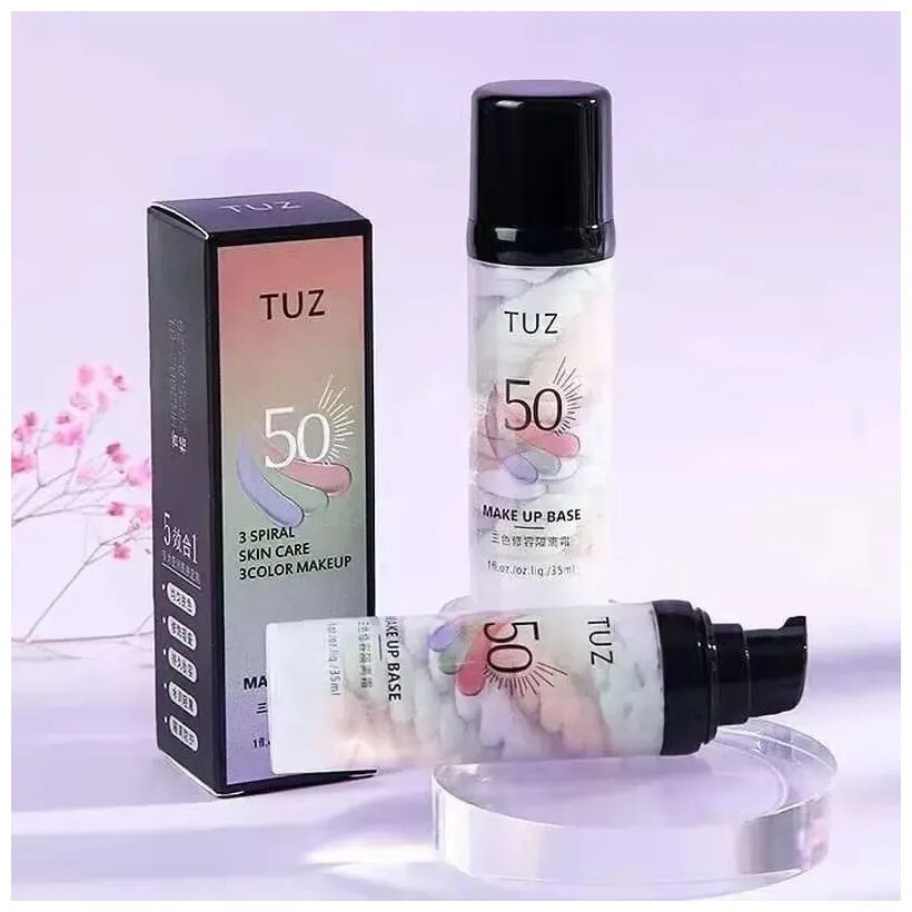 Праймер для макияжа TUZ Основа под макияж 3 Spiral SPF 50, 35 мл, бежевый/зеленый/фиолетовый - купит