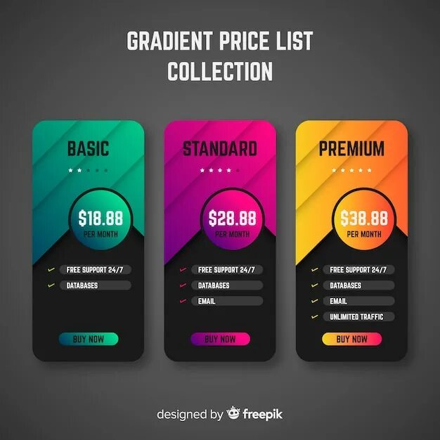 Прайс дизайн студии Free Vector Price list collectio