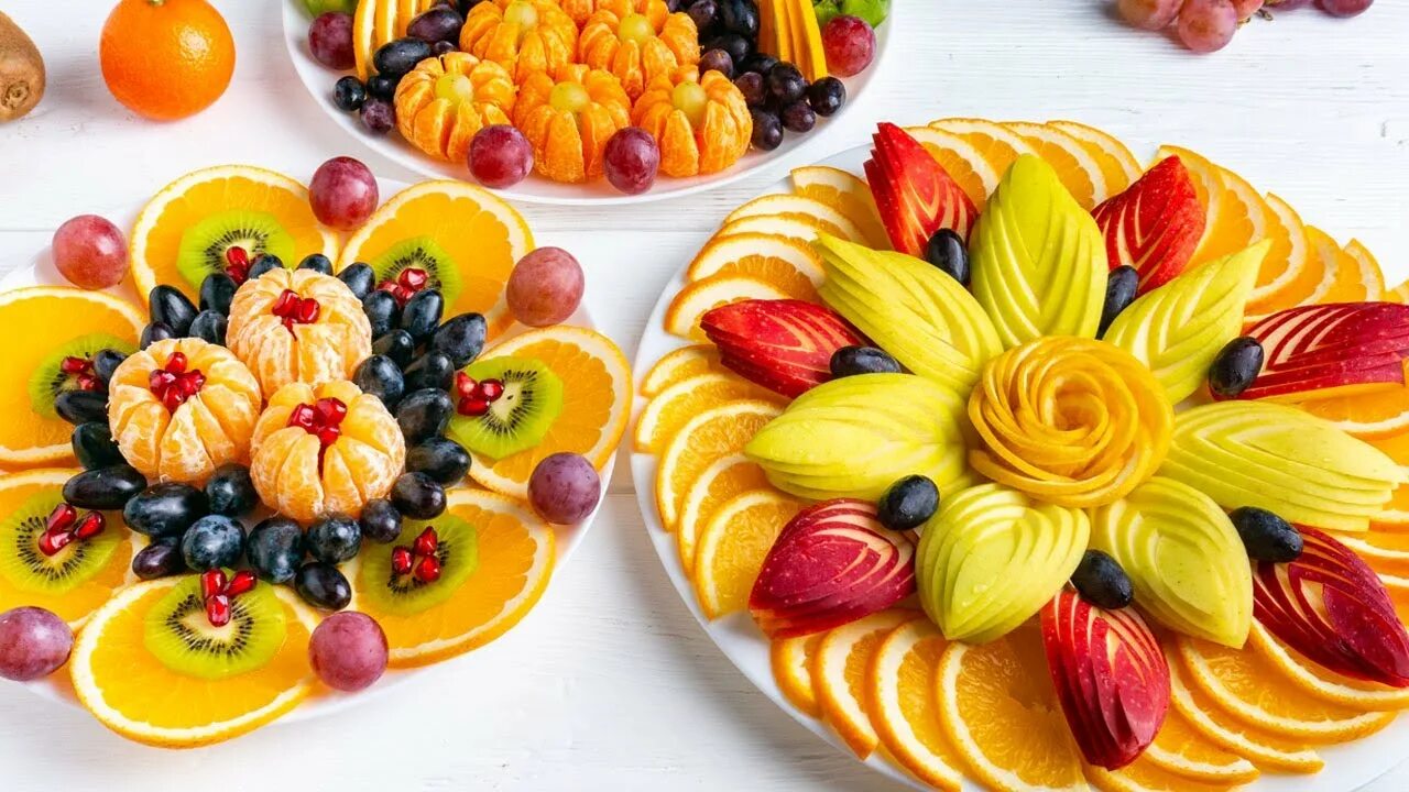 Праздничная фруктовая тарелка фото 5 Fruit Plates for Birthday! Beautiful Fruit Slicing for the Festive Table! - Yo