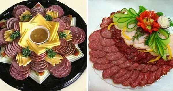 Праздничная нарезка из колбасы фото вкусняшки красота Food, Food decoration, Snacks