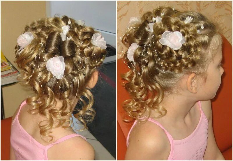 Праздничная прическа для девочки своими руками Evening hairstyles for girls - curls / Вечірні зачіски для дівчат - локони - Ste