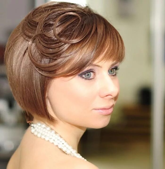 Праздничная прическа каре с челкой Wedding hairstyles for short hair: 50 best photos #hairstyles #photos #short #we