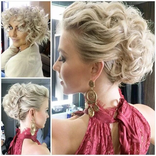 Праздничная прическа на каре Instagram photo by Riawna Capri * May 5, 2015 at 2:52pm UTC Short hair updo, Hai