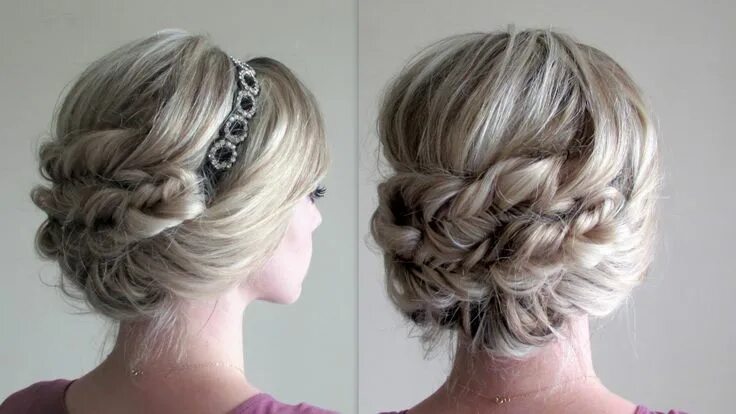 Праздничная прическа на средние headband updo Teenage hairstyles, Fishtail braid hairstyles, Headband hairstyles