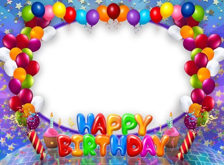 Праздничная рамка для фото Happy Birthday Transparent PNG Frame with Balloons Happy birthday wishes photos,