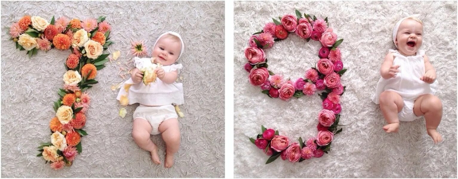 Праздничное фото 10 месяцев Absolutely Adorable Ideas for Month-By-Month Baby Photos Baby photos, Baby month