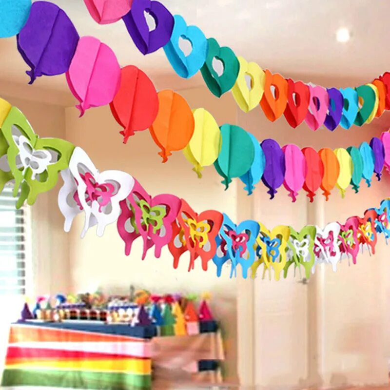 Праздничное оформление детского дня рождения Banner Bunting 1pcs 3M Pull Flowers Colorful Paper Garlands Bunting Shower Room 