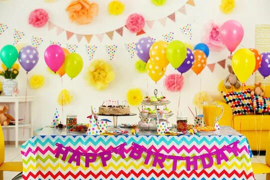 Праздничное оформление детского дня рождения Birthday Decoration Table Зображення - огляд 461,726 Стокові фото, векторні зобр