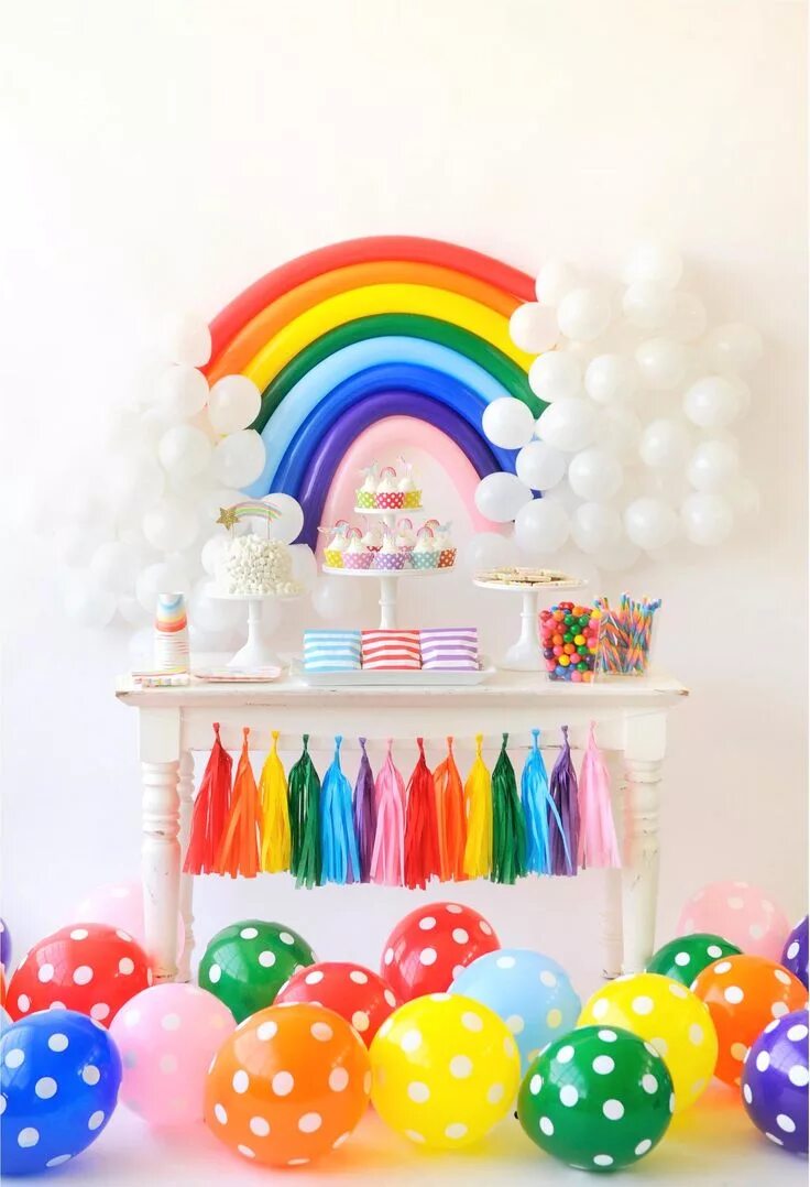 Праздничное оформление детского дня рождения Rainbow Birthday Party for Kids Rainbow Themed Party Ideas Colorful birthday par