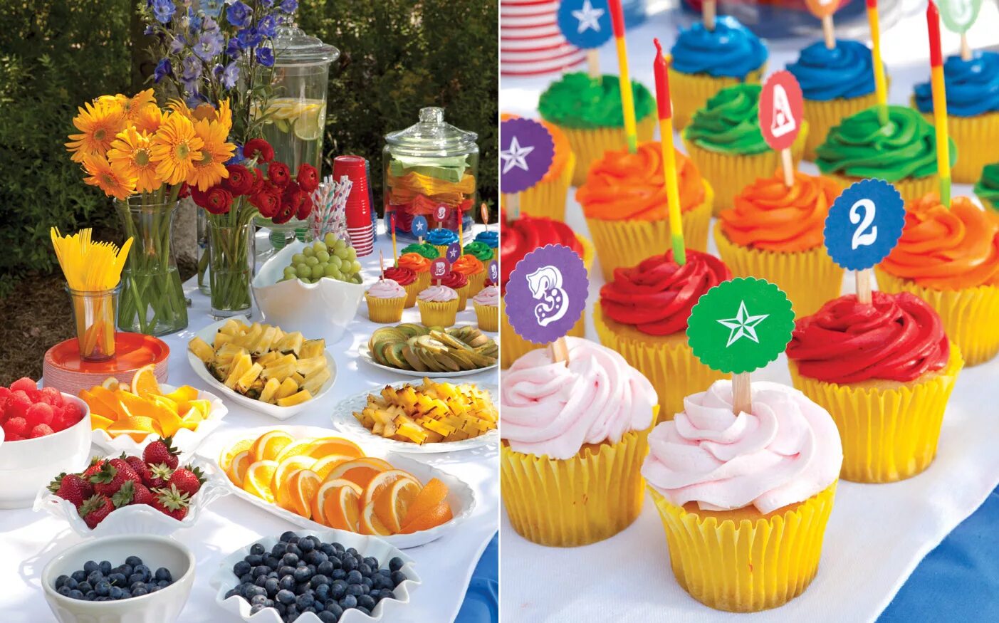 Праздничное оформление детского стола Throw a Summery Rainbow Party - Southern Lady Magazine