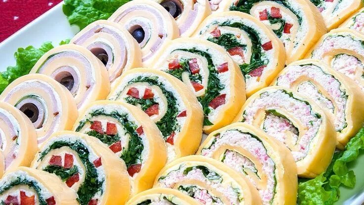 Праздничные быстрые закуски рецепты с фото Holiday appetizer "Cheese rolls" 3 delicious recipe! Праздничные закуски, Рулети