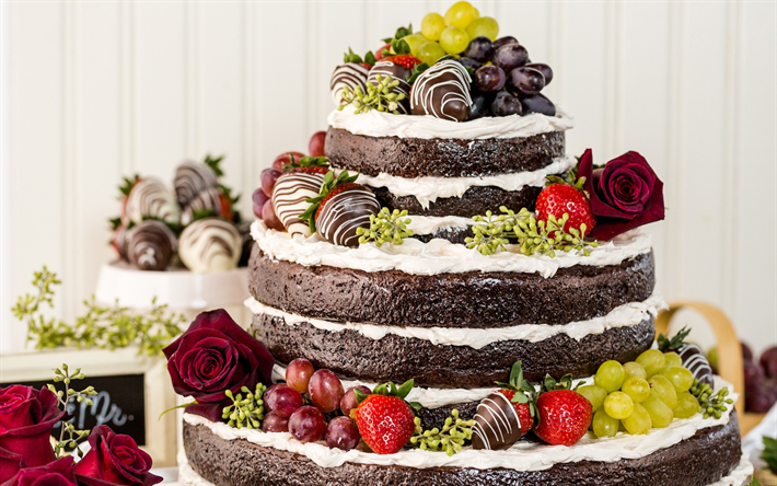 Праздничные дни торты фото Download wallpapers wedding cake, fruit, chocolate multi-tiered cake, wedding co