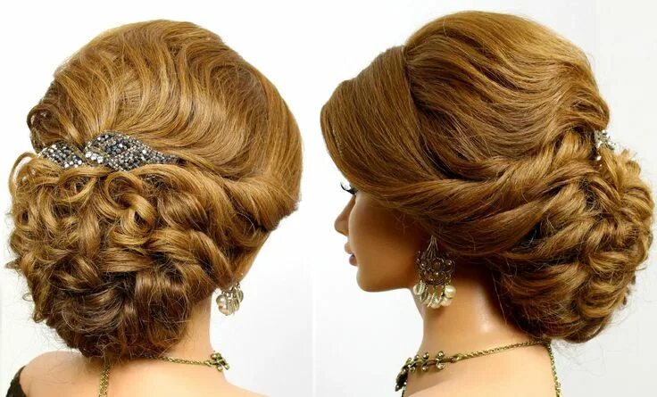 Праздничные прически для женщин Romantic wedding prom updo, hairstyle for medium long hair. Long hair styles, Lo