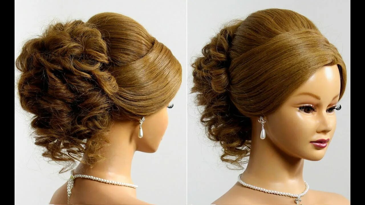 Праздничные прически на длинные волосы Prom hairstyle for long medium hair tutorial. Wedding updo. - YouTube